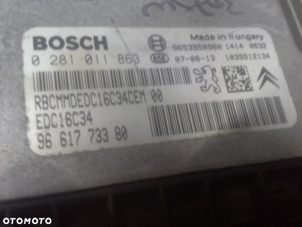 Peugeot 307 FL 1.6HDi 90KM 9HX zestaw startowy komputer 0281011863 stacyjka imoo bsi - 3