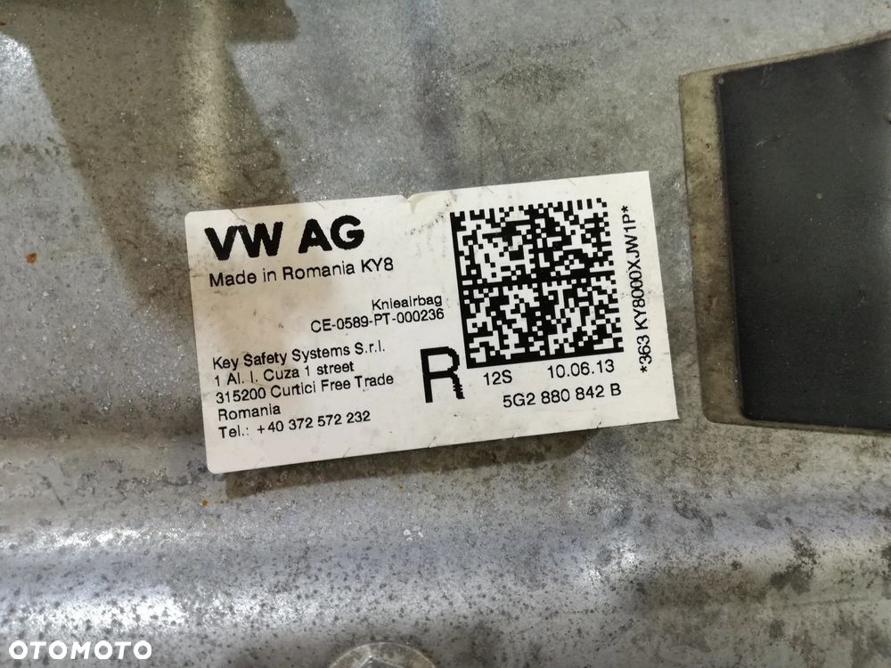 Golf VII Octavia III 3 poduszka kolanowa Airbag 5G2 880 842B - 4