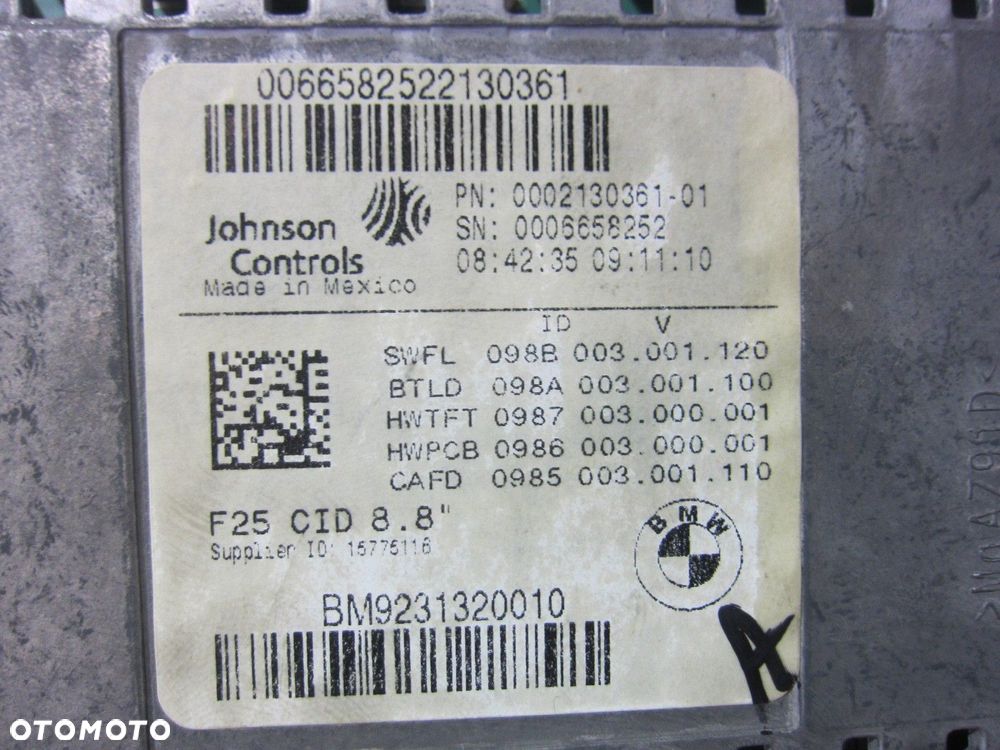 BMW X3 F25 EKRAN WYŚWIETLACZ NAWIGACJI 8.8" 65509289584 65509231320 9231320 - 7