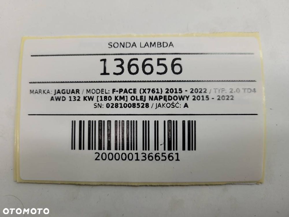 SONDA LAMBDA JAGUAR F-PACE X761 2.0D 180KM 0281008528 - 9