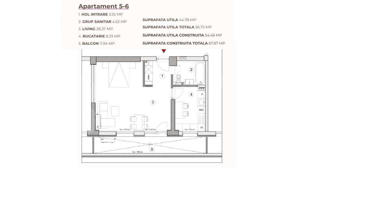 Studio, 56.72 mp, ansamblu cu 0% Comision la Achizitie, zona Calea Sev — fotografia 3