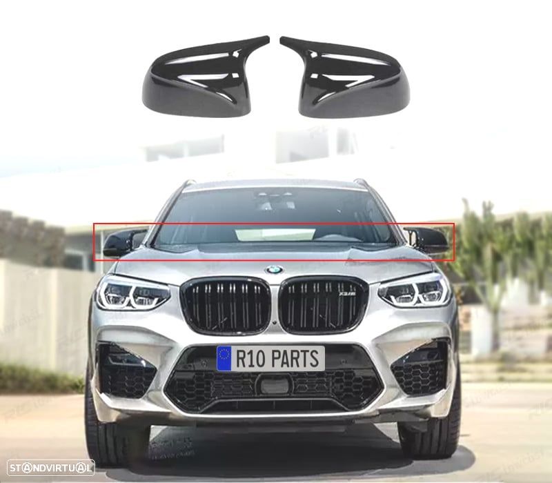 CAPAS DE ESPELHOS RETROVISORES BMW X5 G05 X6 G06 LOOK M PRETO BRILHANTE - 1