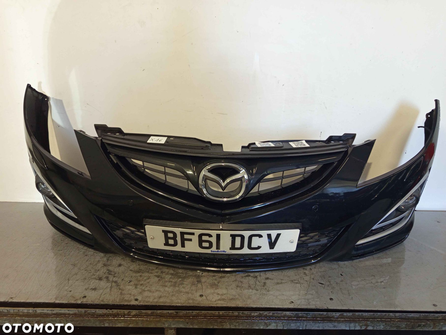 + ZDERZAK PRZÓD PRZEDNI MAZDA 6 GH 2 Gen. LIFT FL 16W CZARNY CZUJNIKI PDC SPRYSKIWACZE LAMP XENON HALOGENY - 1