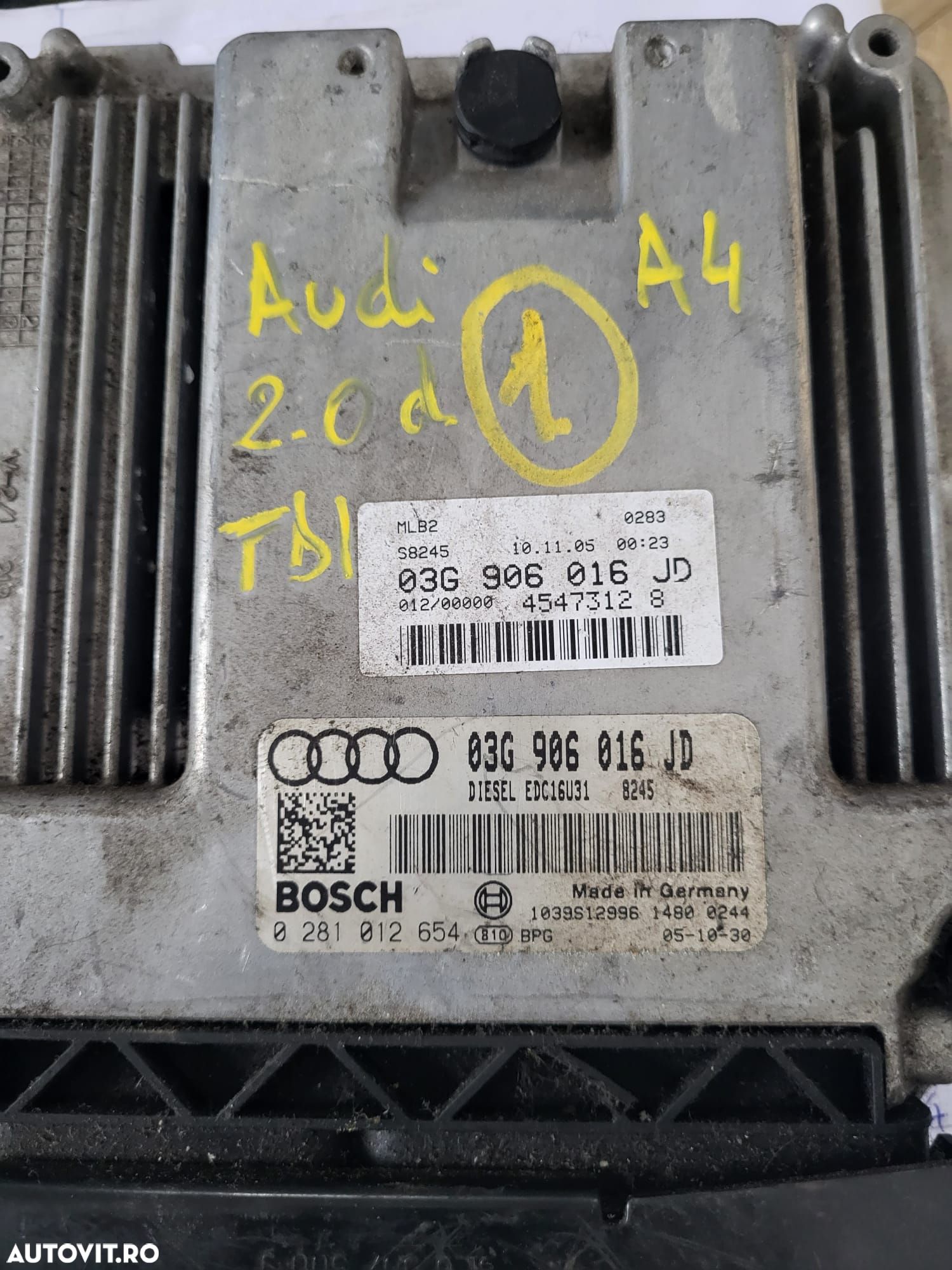 Calculator motor ECU Audi A4 (8EC, B7) [Fabr 2004-2008] 03G906016JD 2.0 TDI BRE - 1