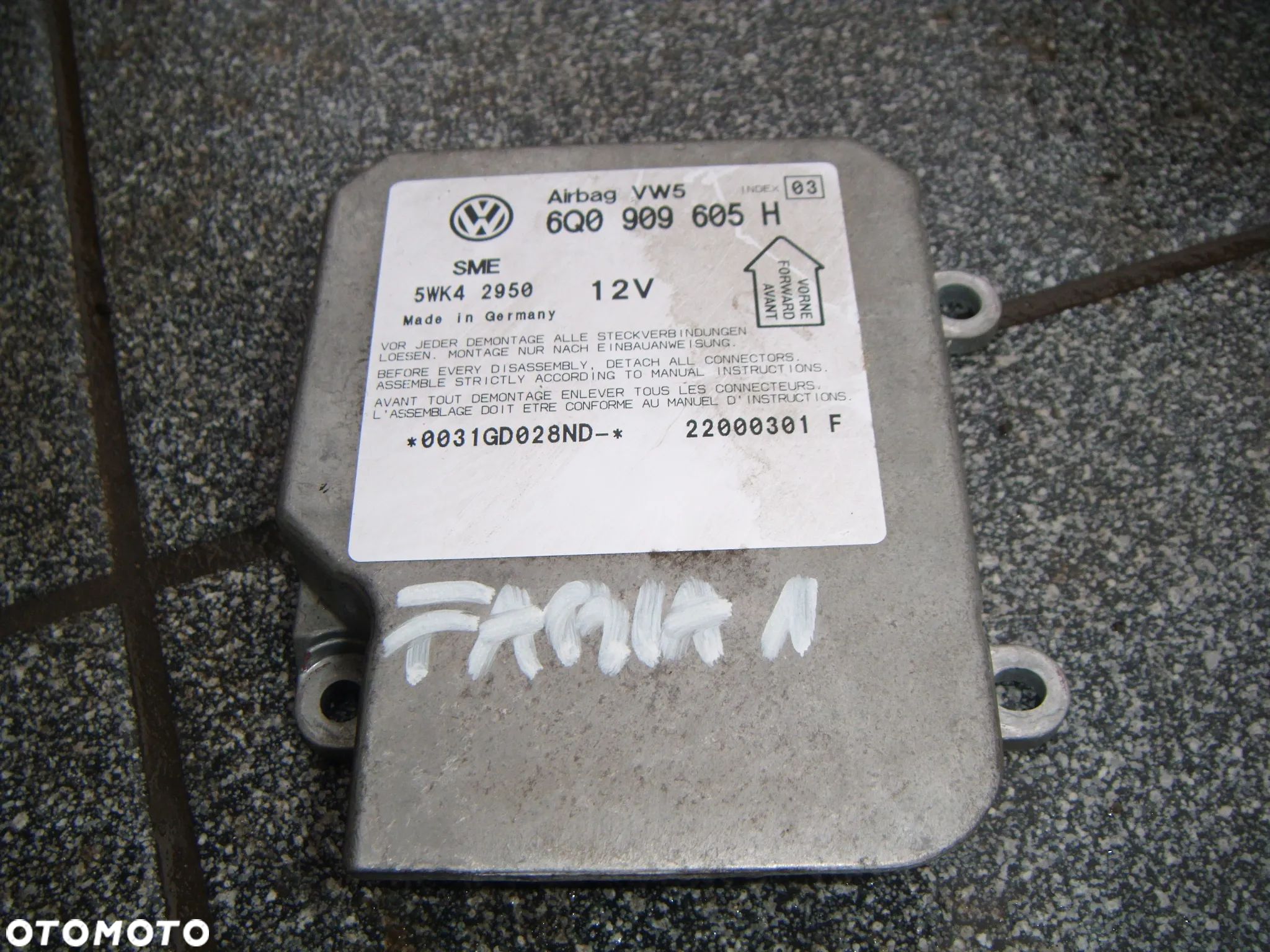 skoda fabia 1 sensor airbag 6q0909605h - 1