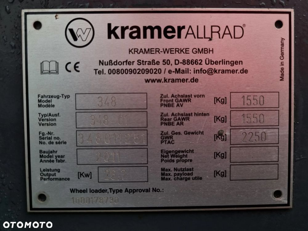 Kramer Ładowarka kołowa 348  JAK NOWA! Import Norwegia Łyżka szufla+ widły Serwisy w Dekra 4koła skręt Zero luzów wycieków Oryginał dodatkowa Hydraulika Yyanmar silnik - 17