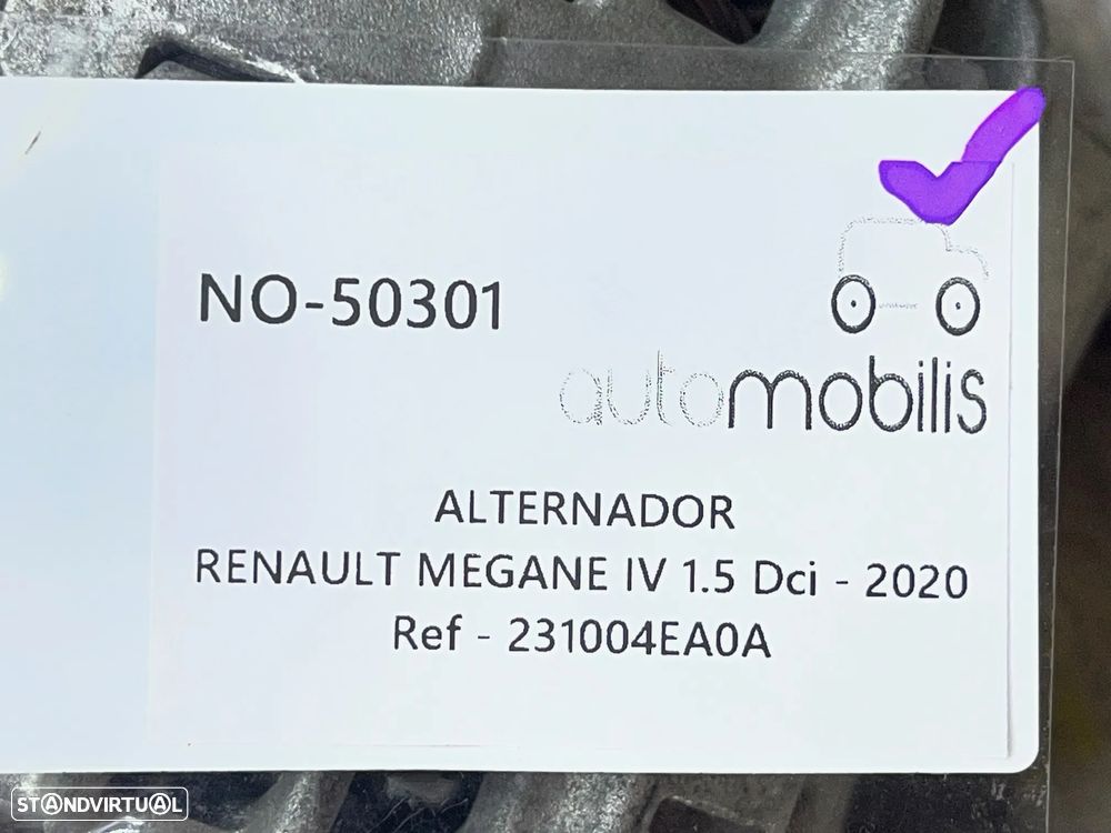 Alternador RENAULT MEGANE IV 1.5 dCi Ref. 231004EA0AF - NO. 50301 - 5