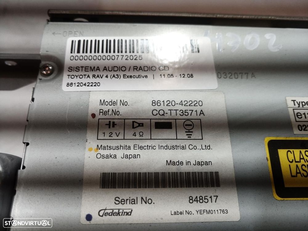 SISTEMA AUDIO / RADIO CD TOYOTA RAV 4 III 2008 - 1