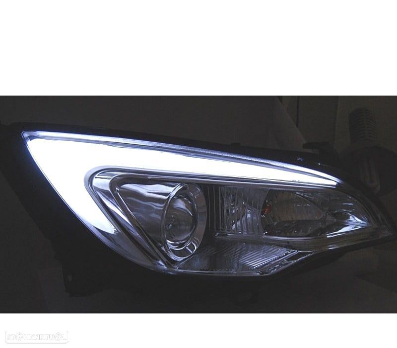 CONJUNTO DE FARÓIS OPEL ASTRA J 10-15 TUBE LIGHT DRL LUZ DIURNA CROMADO - 2