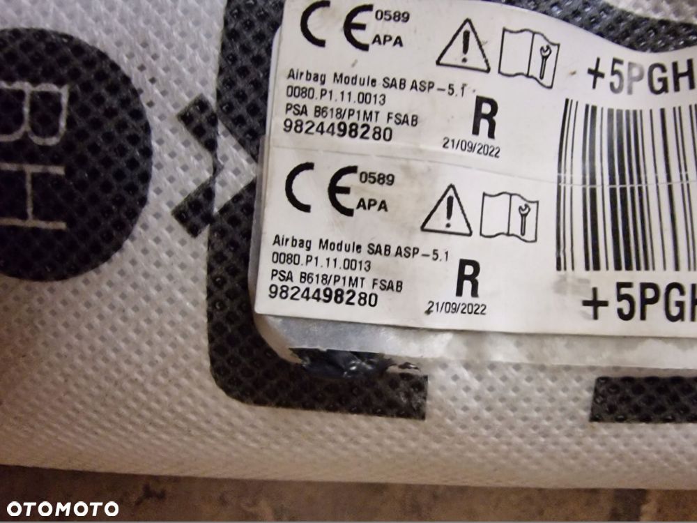 poduszka airbag fotela prawa citroen c3 aircross lift 2022 rok 9824498280 - 2