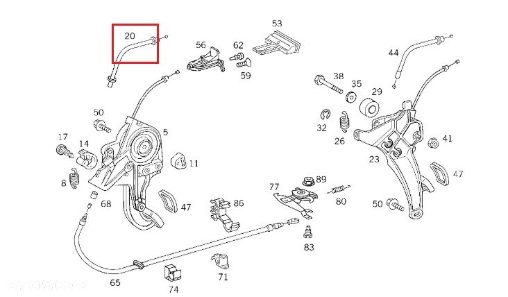 MERCEDES W163 R129 Linka hamulca recznego OE - 2