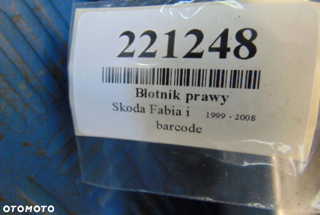 SKODA FABIA I BŁOTNIK PRAWY KOD LAKIERU LF7T - 7