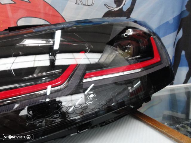 Faróis frontais full Led com pisca dinâmico e welcome light para VW Golf 7 12-17 Look 7,5 com risca vermelha - 11