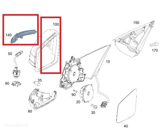 MERCEDES W218 Obudowa lusterka kierunkowskaz lewy - 2