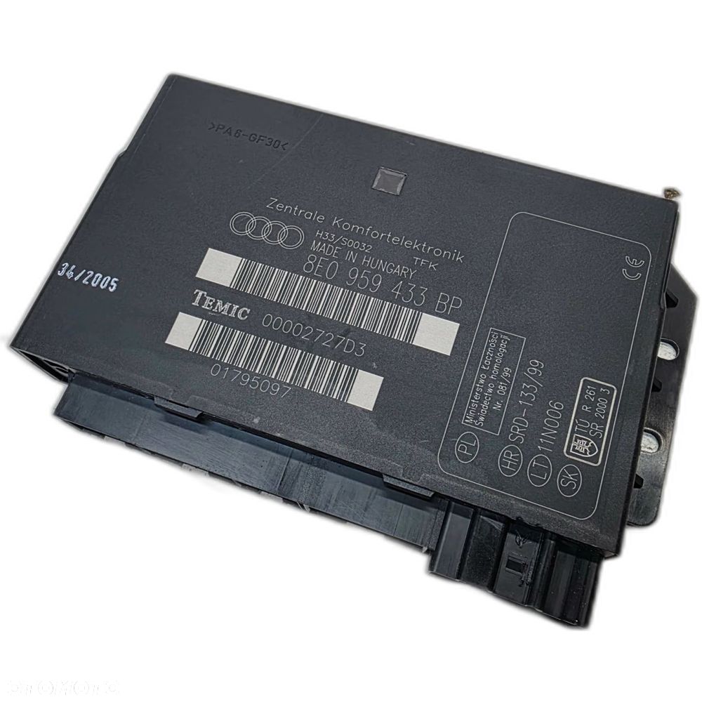 MODUŁ STEROWNIK KOMFORTU AUDI A4 B6 B7 8E0959433BP - 1