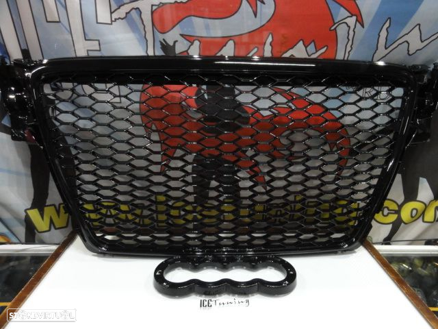 Grelha frontal AUDI A4 B8 08-11 RS4 look com suporte para símbolo em preto brilhante - 9