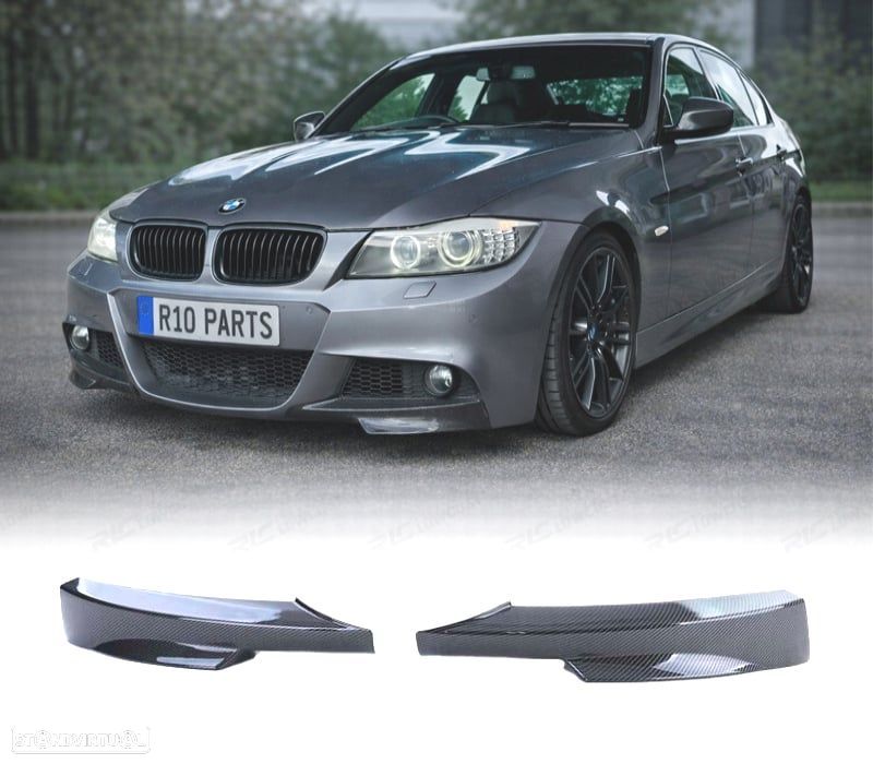SPLITTERS PARA-CHOQUES FRONTAL BMW E90 E91 08-12 LOOK M CARBONO - 1