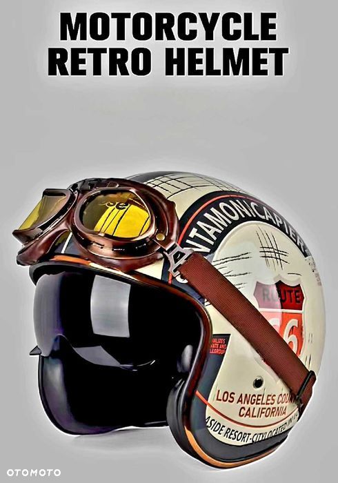 Kask motocyklowy route66 retro vintage - 2