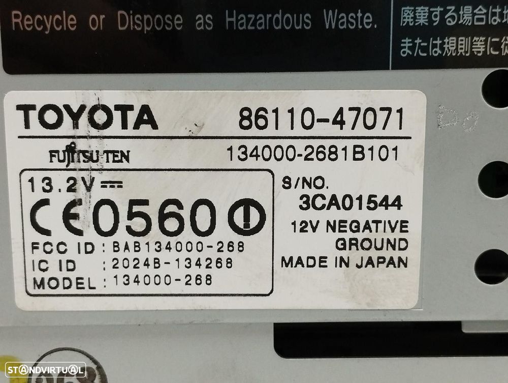 ECRÃ MULTIFUNÇÕES TOYOTA PRIUS FASTBACK 2004 -8611047071 - 4