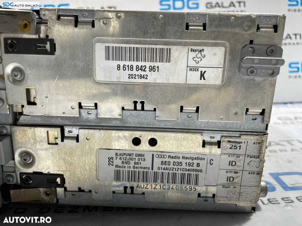 Radio CD Player Navigatie Mare Navigatie Plus Audi A4 B7 2004 - 2008 Cod 8E0035192B 8618842961 [L4699] - 2