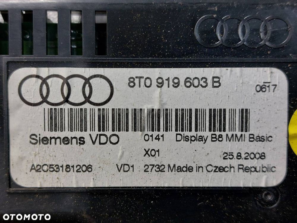 PANEL STEROWANIA MMI + WYŚWIETLACZ + ZMIENIARKA AUDI A4 B8 8T0919609 - 6