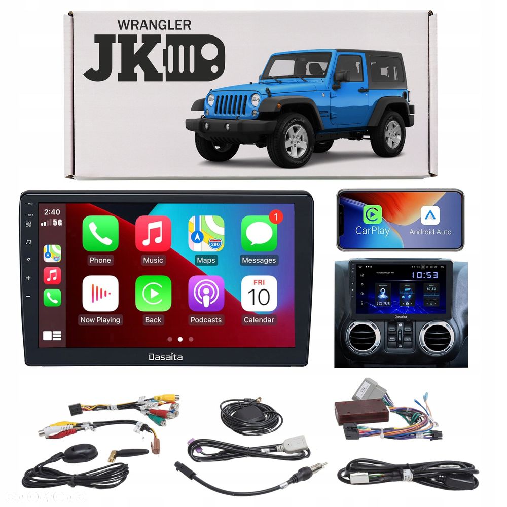jeep wrangler jk 11-18 radio nawigacja 10.2 android carplay 6/64 gb - 1