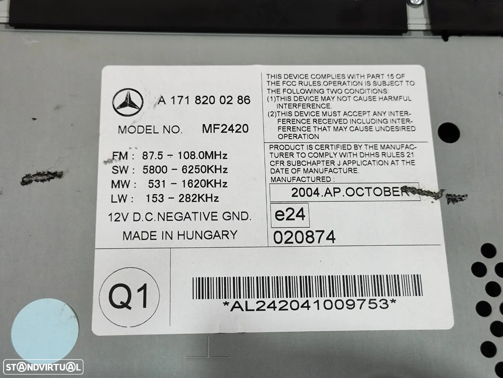 Auto radio Mercedes Benz SLK R171 - 7