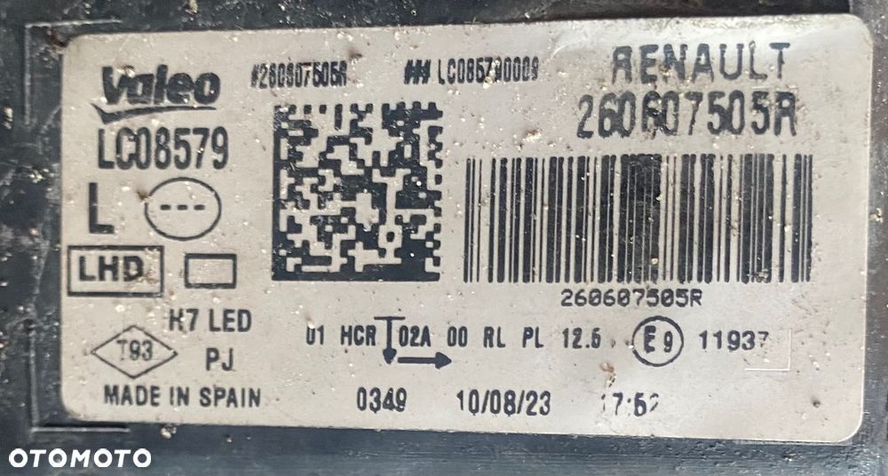 RENAULT MEGANE 4 IV lift 2023r. LAMPA PRZEDNIA LEWA REFLEKTOR LEWY PRZÓD  LED  LEDOWY  EUROPA soczewka 260607505R - 13