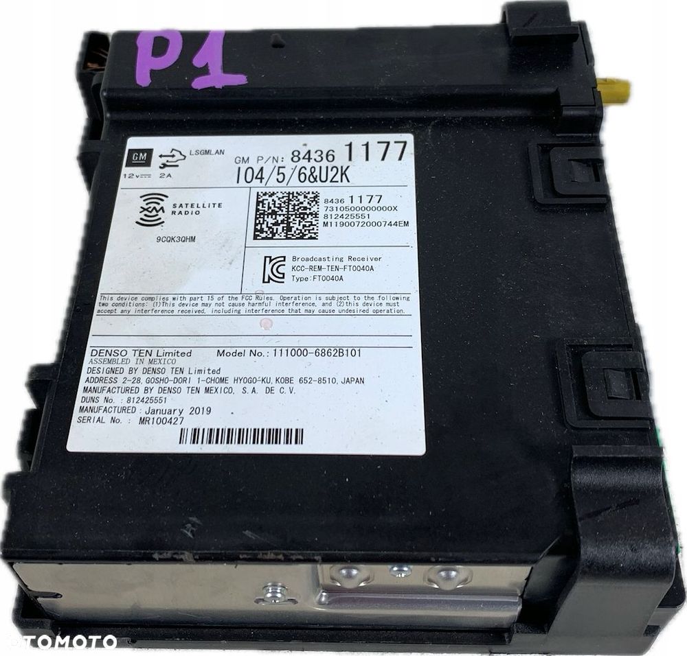 P1 CHEVROLET TRAVERSE II 2017 - MODUŁ RADIO TUNER 84361177 - 1
