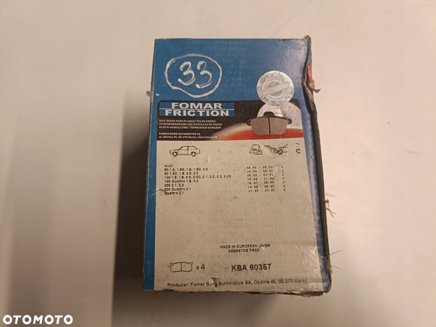 Audi 80 B3 100 C3 PRZEDNIE KLOCKI HAMULCOWE przód 432881 - 1