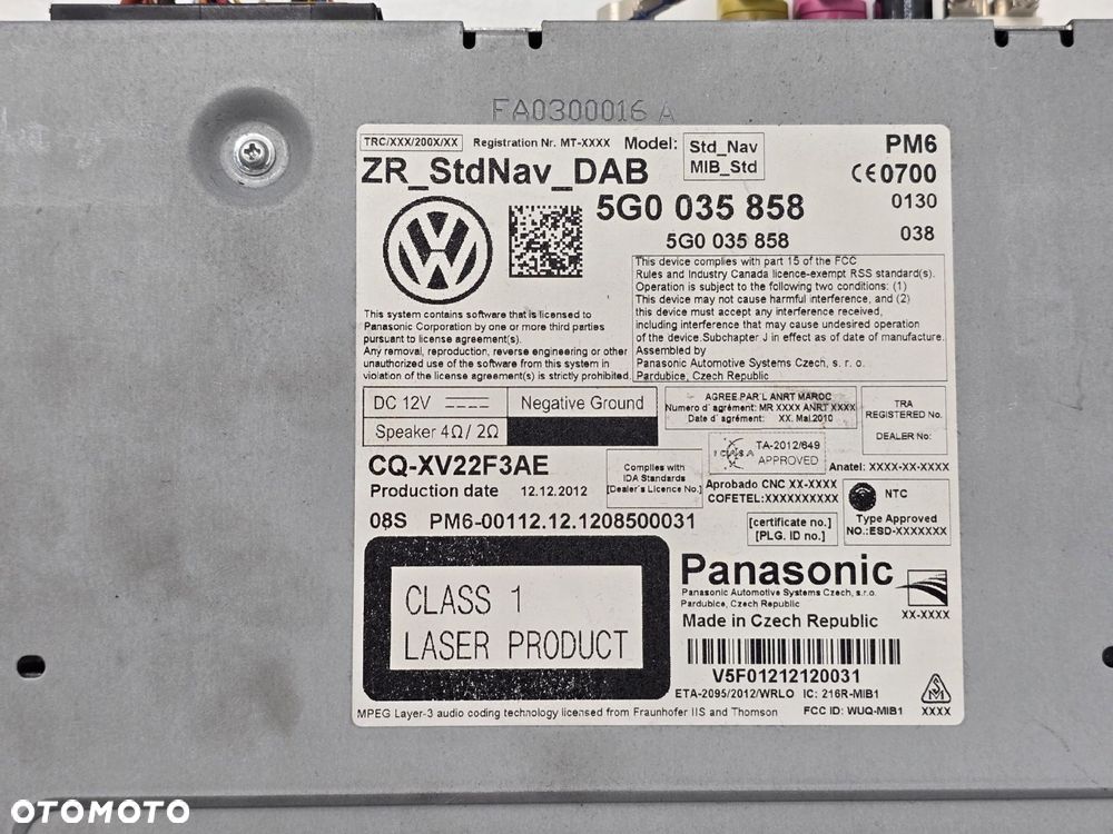 VW GOLF VII 14R MODUŁ CZYTNIK MMI 5G0035858 - 2