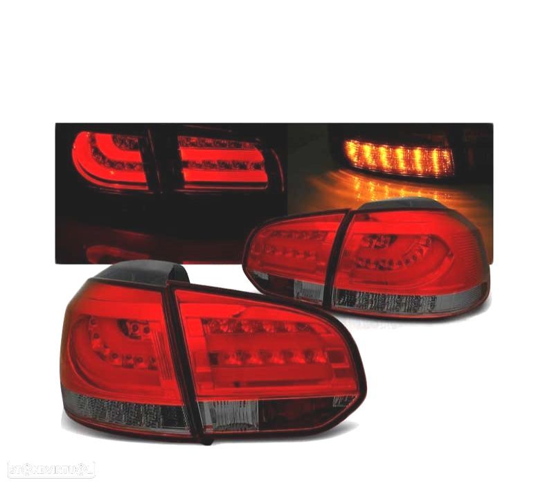 PILOTOS LED PARA VOLKSWAGEN VW GOLF 6 08-12 VERMELHO FUMÊ BARRA DE LED - 1
