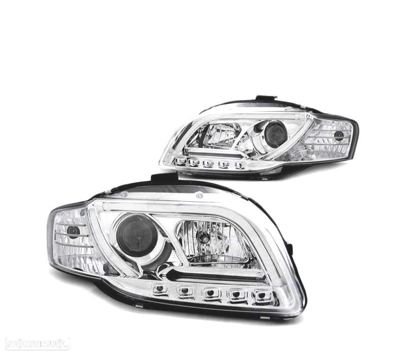 FARÓIS AUDI A4 B7 04-08 LUZ DIURNA CROMADO TRU DRL - 1