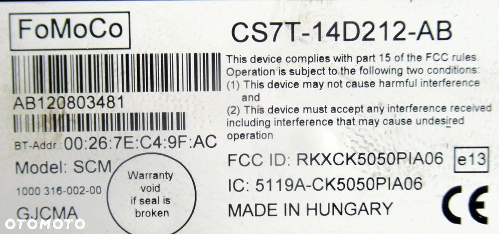 FORD S-MAX MK1 LIFT MODUŁ STEROWNIK BLUETOOTH CS7T14D212AB FOCUS FIESTA - 3