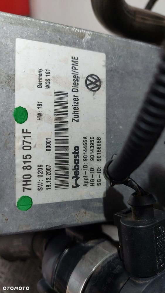 WEBASTO TERMO TOP C 5KW DIESEL 2,5 BAR VW T5 2,5TDI R2008 NR 7H0815071F - 2