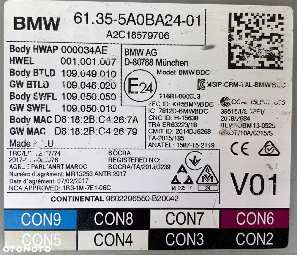 M77 STEROWNIK MODUŁ BDC BMW G30 G31 G32 G11 G12 5A0BA24 - 2