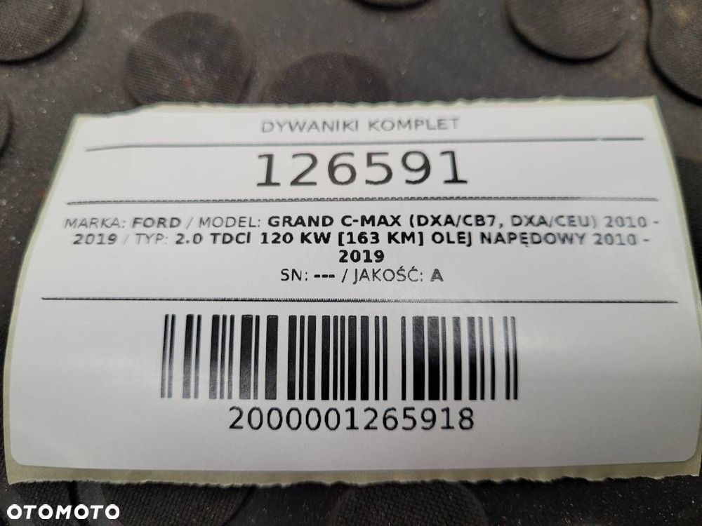 DYWANIKI KOMPLET WYCIERACZKI GUMOWE MATA BAGAŻNIKA GRAND C-MAX MK2 - 7