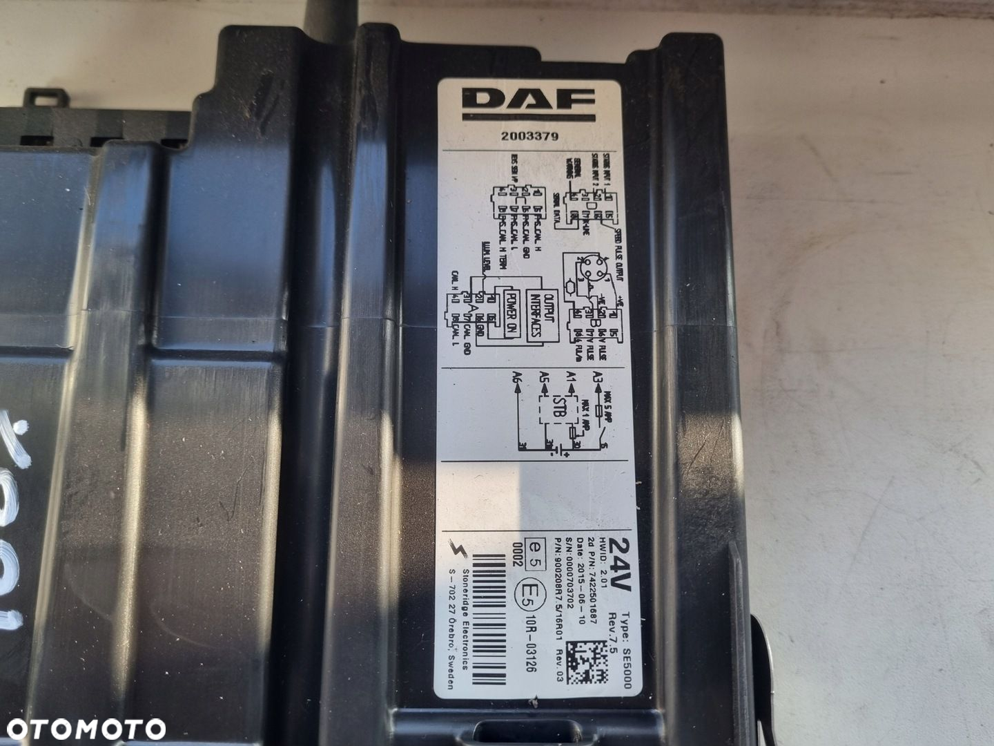 TACHOGRAF STONERIDGE SE5000 REV.7.5 2015 ROK DAF XF 106 CF , LF EURO 6 - 2