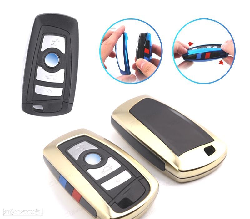 CAPA CHAVE BMW QUADRADA DOURADO - 1