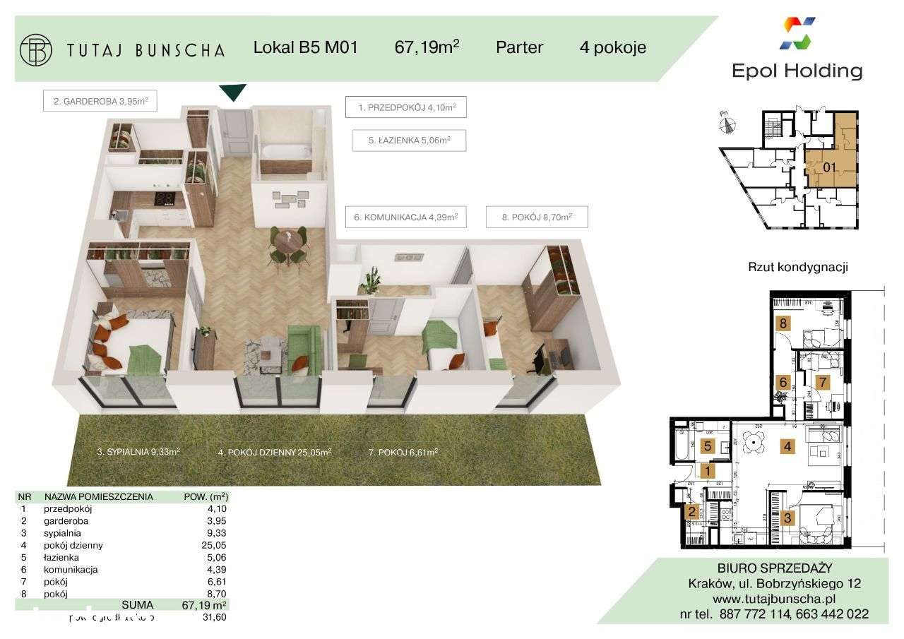 4-pokojowe mieszkanie 67 m2 + ogród 31 m2, Bezpośrednio