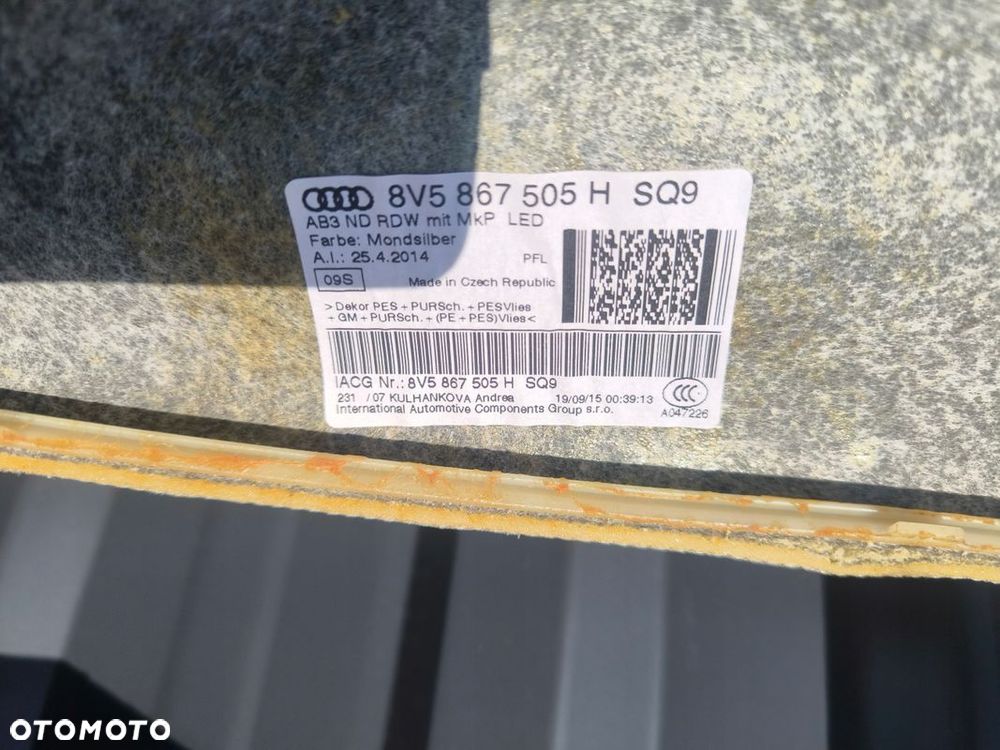 PODSUFITKA AUDI A3 8V SEDAN 8V5867505H SQ9 MONDSILBER ORYGINAŁ ! - 15