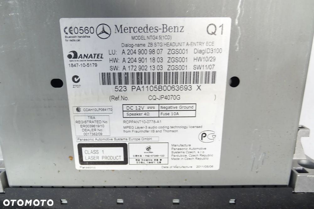 MERCEDES C W204 RADIO NAWIGACJA WYŚWIETLACZ  A2049009807 - 3