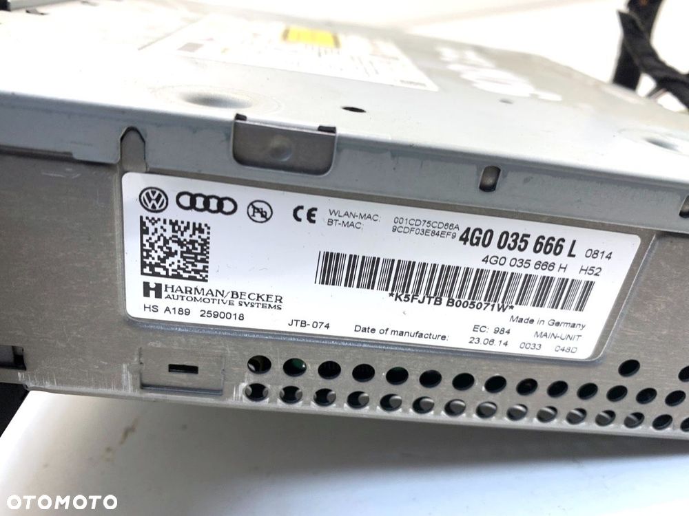 RADIO  AUDI A6 C7 Avant (4G5, 4GD) 2011 - 2018 2.0 TDI 140 kW [190 KM] olej napędowy 2013 - 2018 - 6