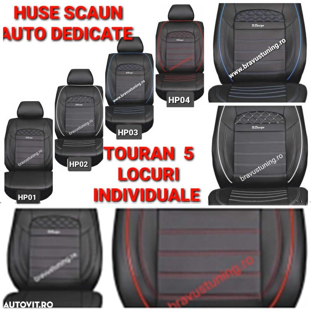 Huse scaun auto PREMIUM PIELE Eco Dedicate Touran 5 locuri INDIVIDUALE - 6