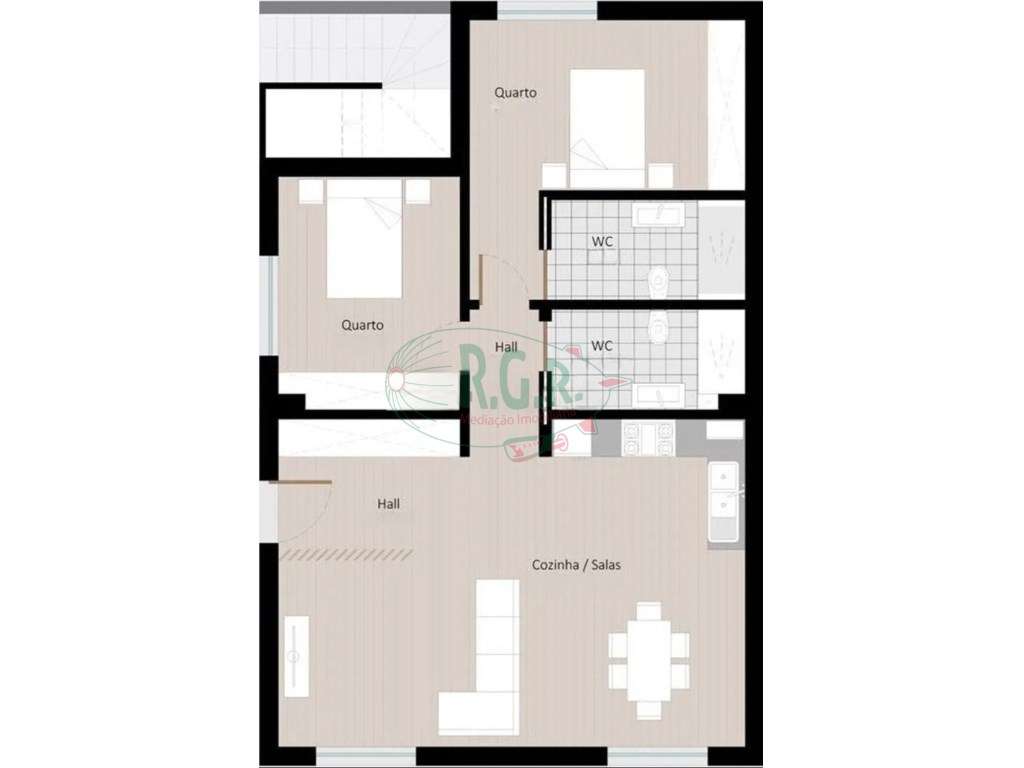 ANDAR MORADIA T2 RECUPERADO (NOVO) - VALBOM - Full image: 3/21