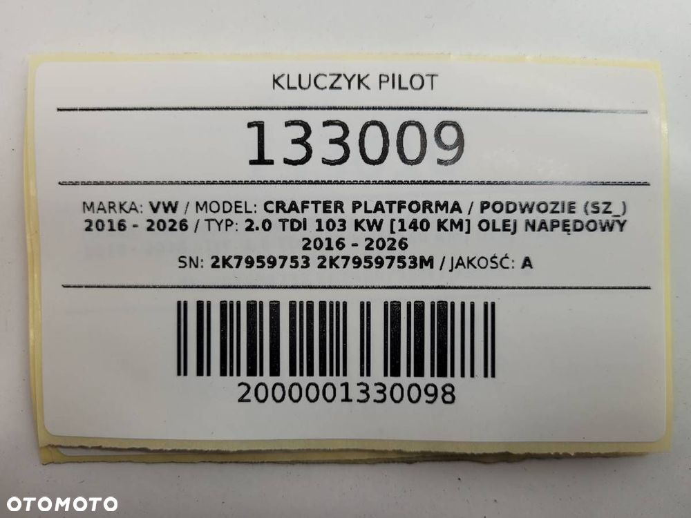 KLUCZYK PILOT VW CRAFTER II 2K7959753 2K7959753M ORYGINAŁ - 7