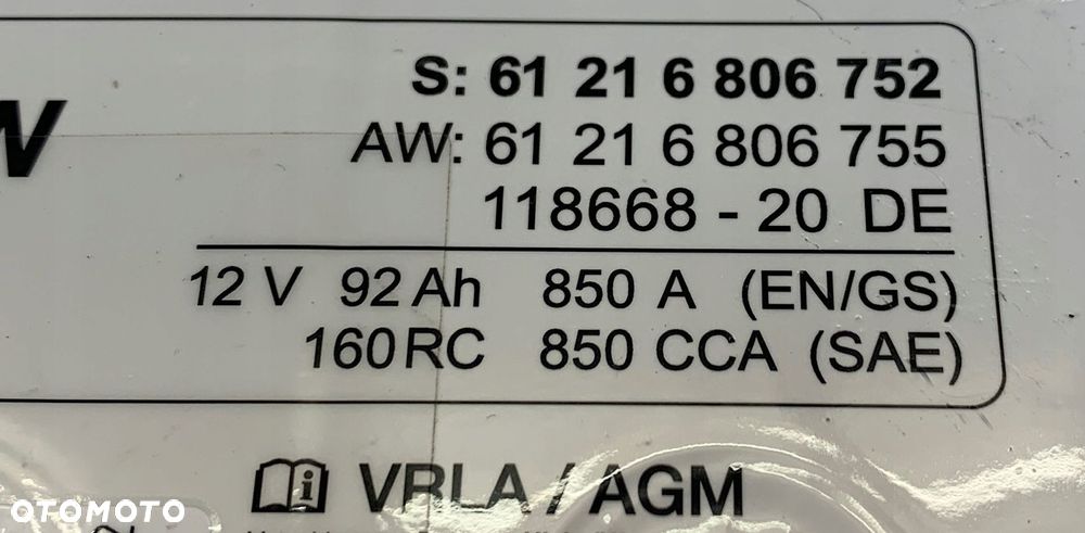 45 AKUMULATOR AGM BMW 92 Ah 850A 12V 2021 ROK 6806752 6806755 - 4