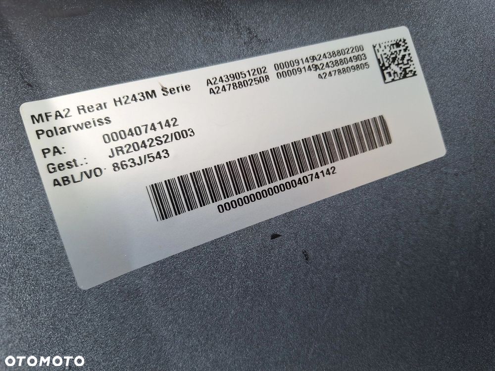 MERCEDES EQB 243 H243 ZDERZAK TYŁ TYLNY A2438853701 WYSYŁKA 24H - 13