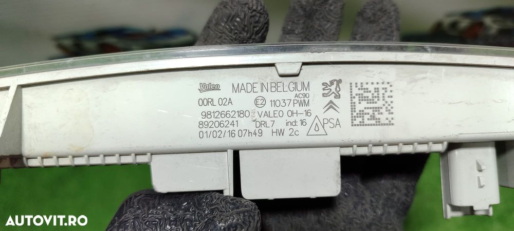 LUMINA DE ZI LED DREAPTA PEUGEOT 308 II (T9) 2014 – 2021 / CITROËN C-ELYSEE (FACELIFT) 2017 – 2020 COD OEM 9812662180 / 89206241 (5G2) - 8
