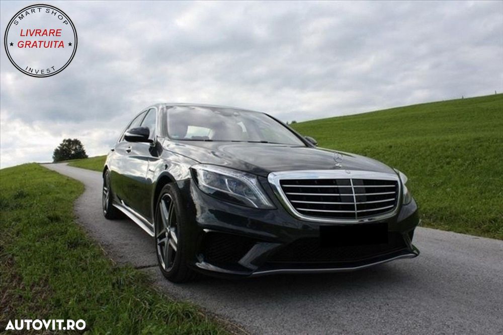 Ansamblu de Grile Bara Fata Mercedes W222 S-Class (2013-2017) S63 Design Negru Luc- livrare gratuita - 10
